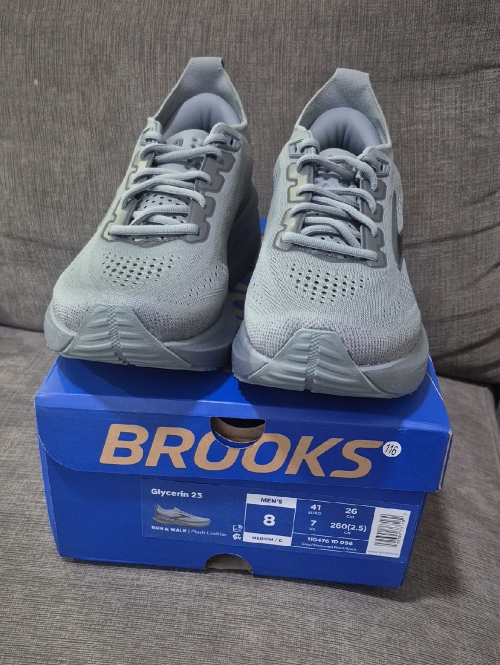 Brooks Glycerin 23 Men’s 8 D Grey Blackened Pearl Black NIB - Picture 1 of 6